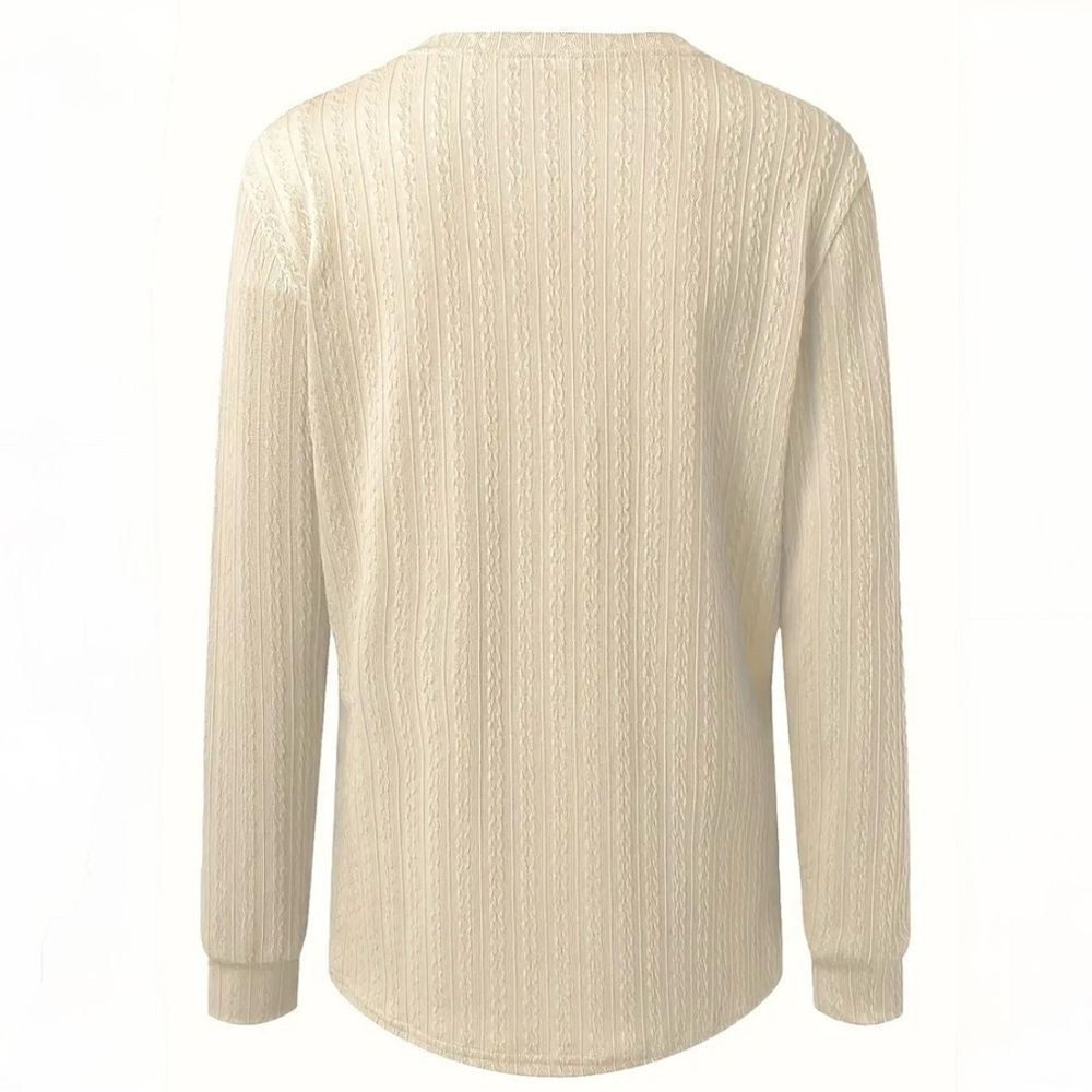 Cream Button V Neck Blouse Tunic - Picture 3 of 7
